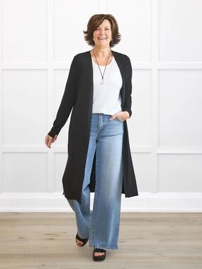 Miik Made in Canada Open Front Modal Cardigan Duster Black Size XS